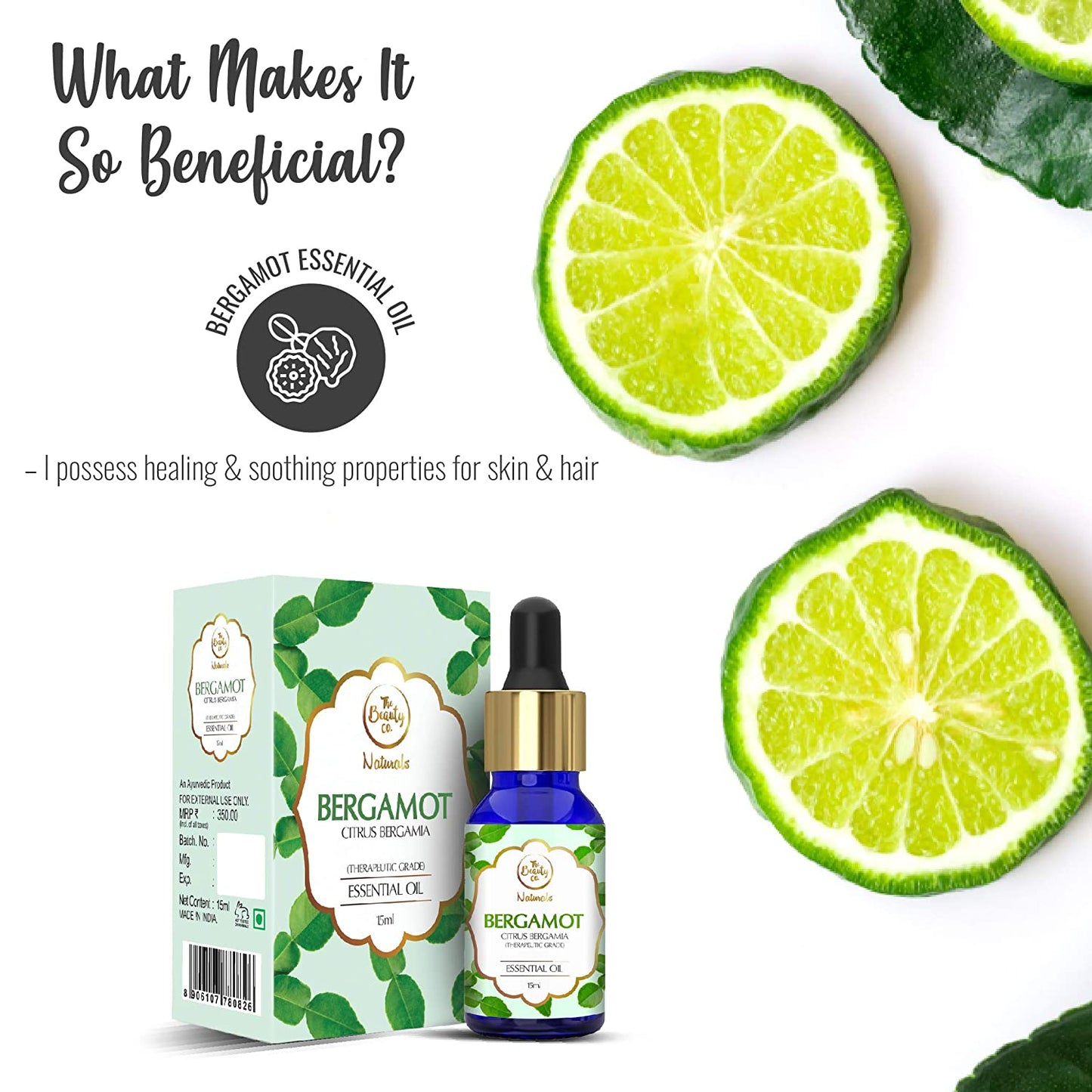 The Beauty Co. Bergamot Essential Oil | 100% Pure | 15ml