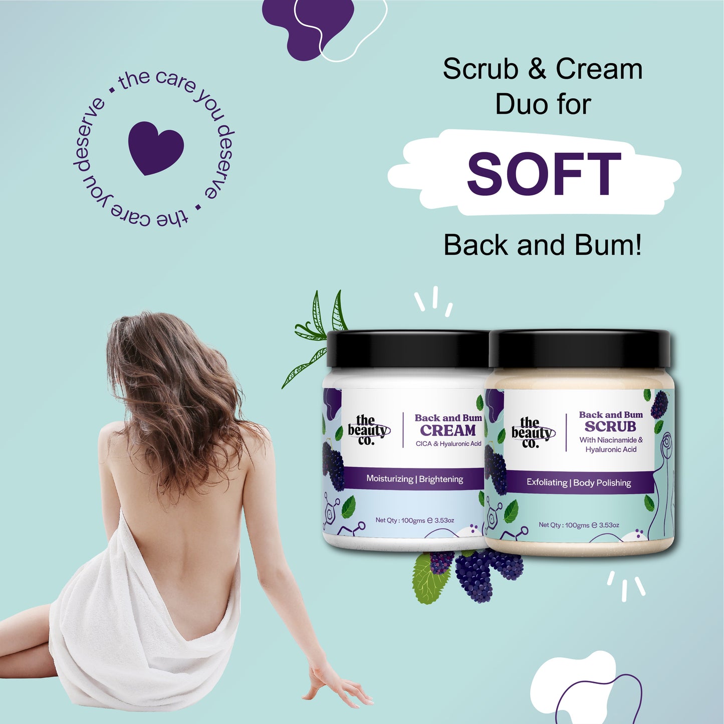 Body Care Essential Kit | Back and Bum Cream & Scrub Combo
