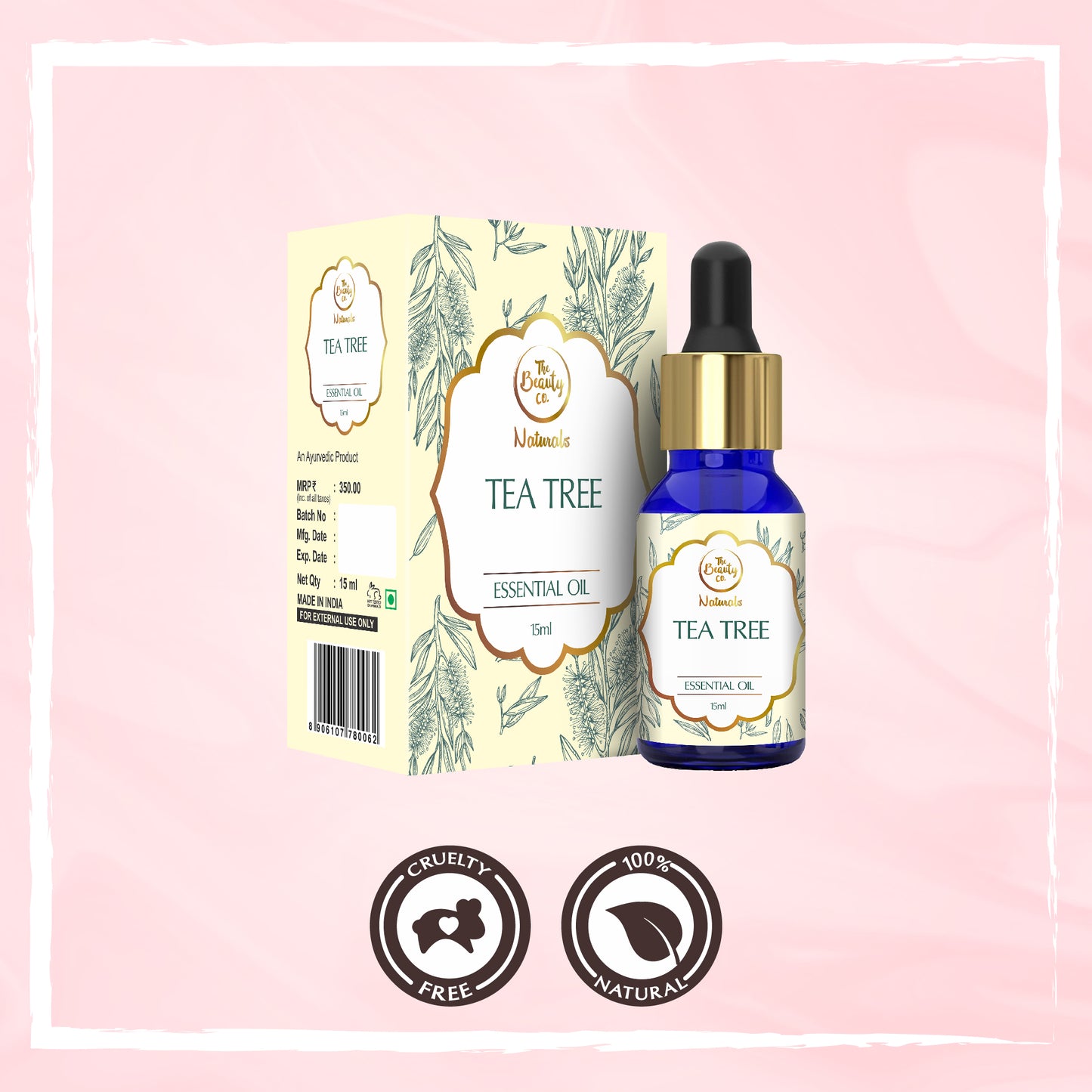 The Beauty Co. Tea Tree Essential Oil For Clear Skin & Long Hair | 15ml | To be expired in 1 - months.