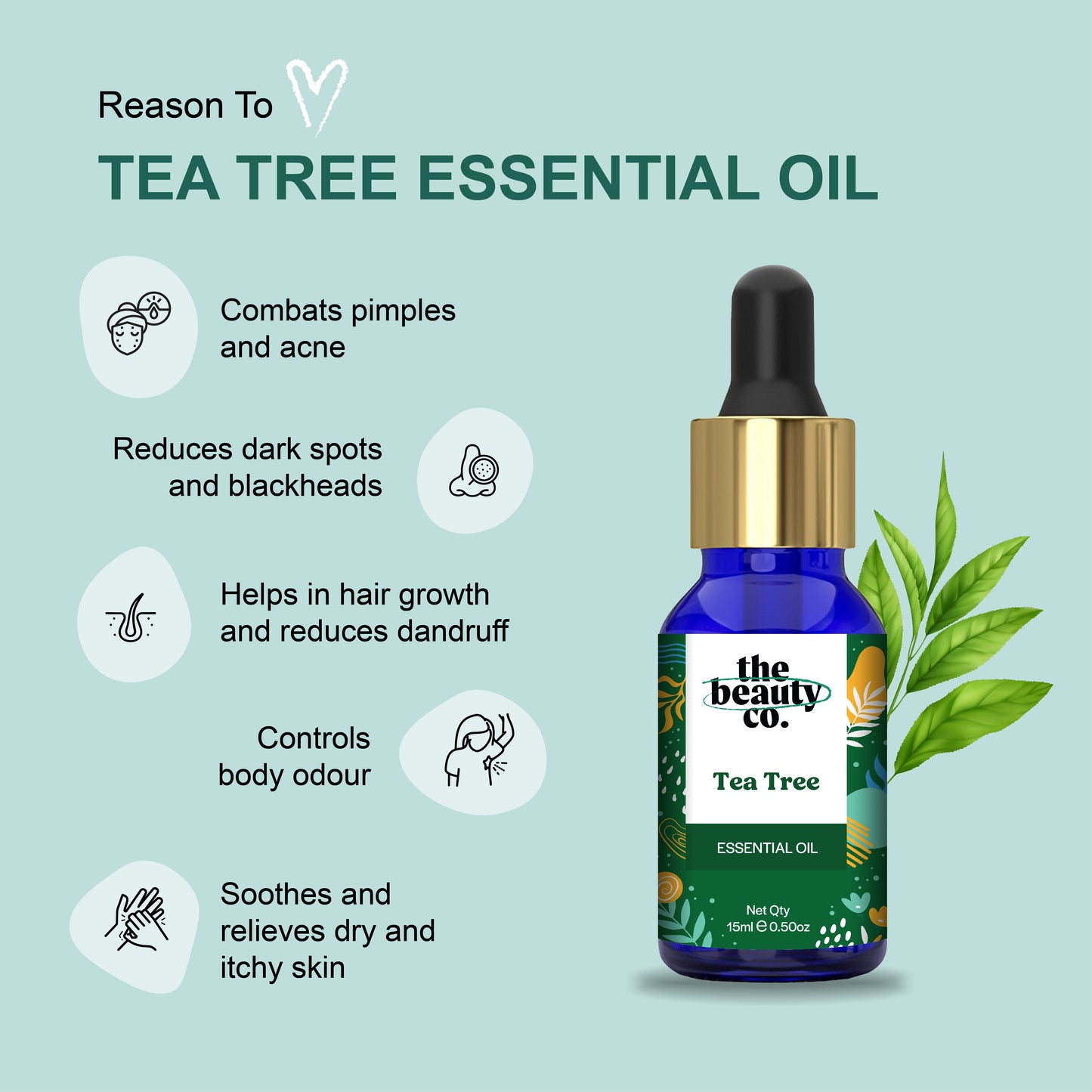Tea Tree Essential Oil For Clear Skin & Long Hair | 15ml