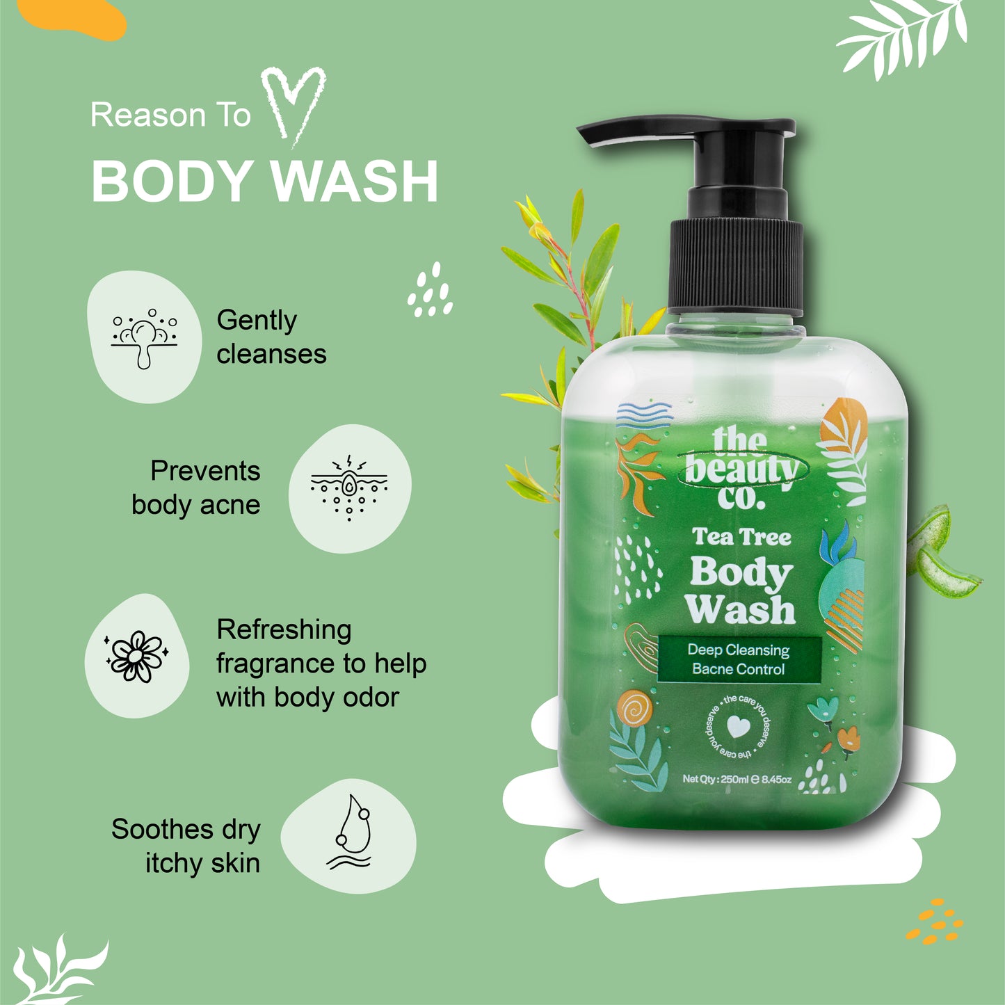 Acne Control Kit (Tea Tree Body Wash & Face Wash) + Bergamot Essential Oil